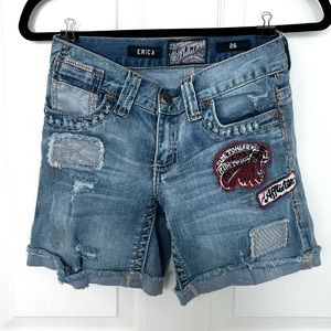 Affliction Blue Jean Shorts with Patches